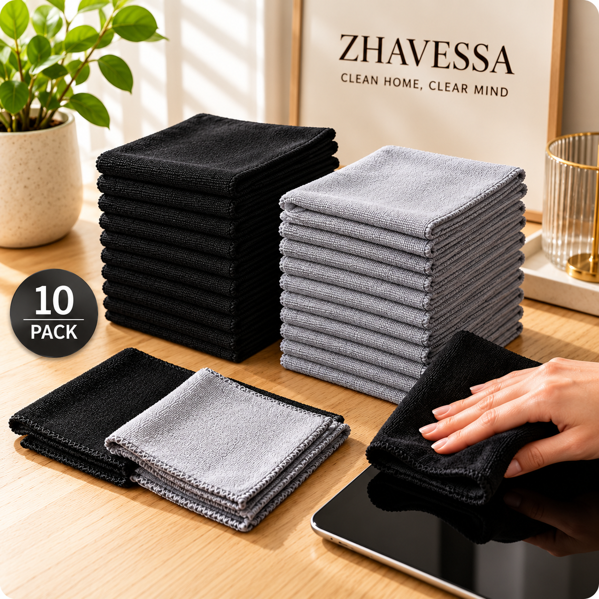 Zhavessa CrystalClear microfiber cleaning cloths for screens glasses and lenses