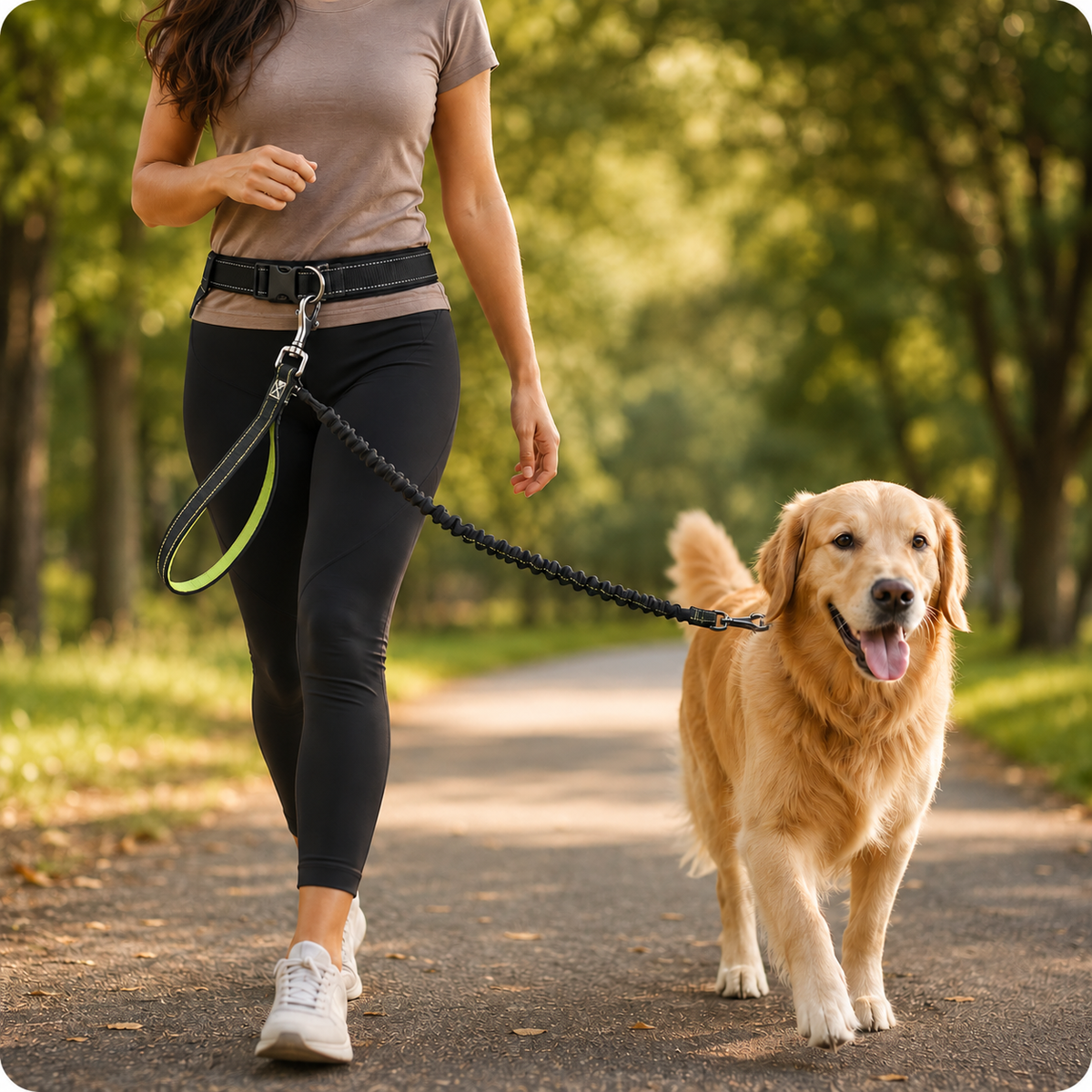 Zhavessa hands-free dog walking belt with shock-absorbing leash