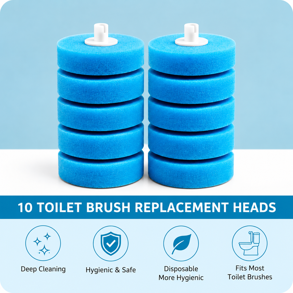 Disposable Toilet Brush with Replaceable Cleaning Heads