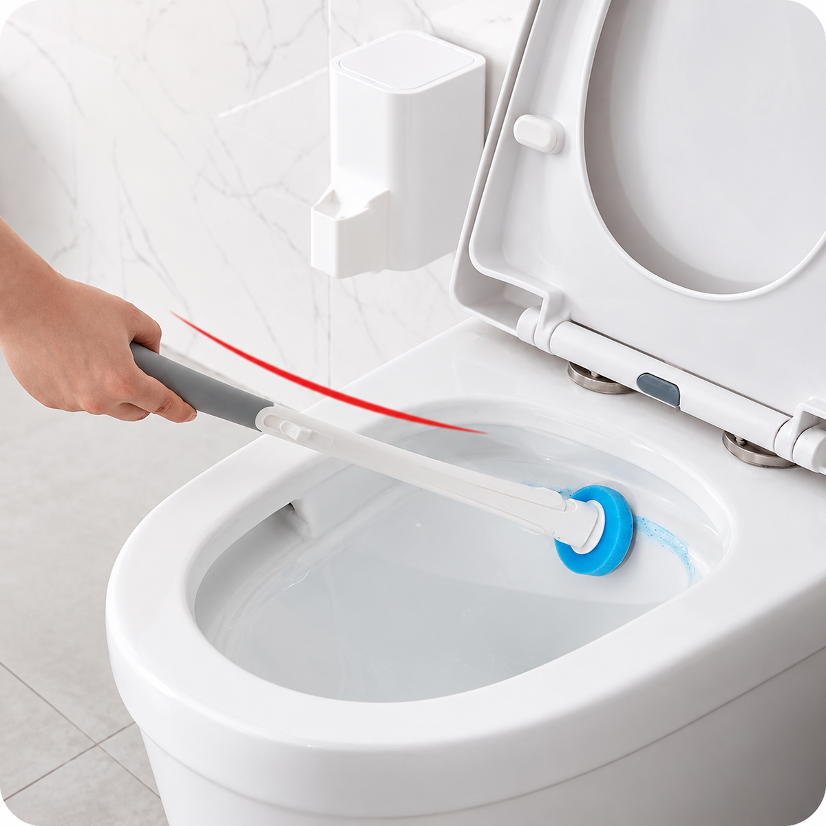 Disposable Toilet Brush with Replaceable Cleaning Heads