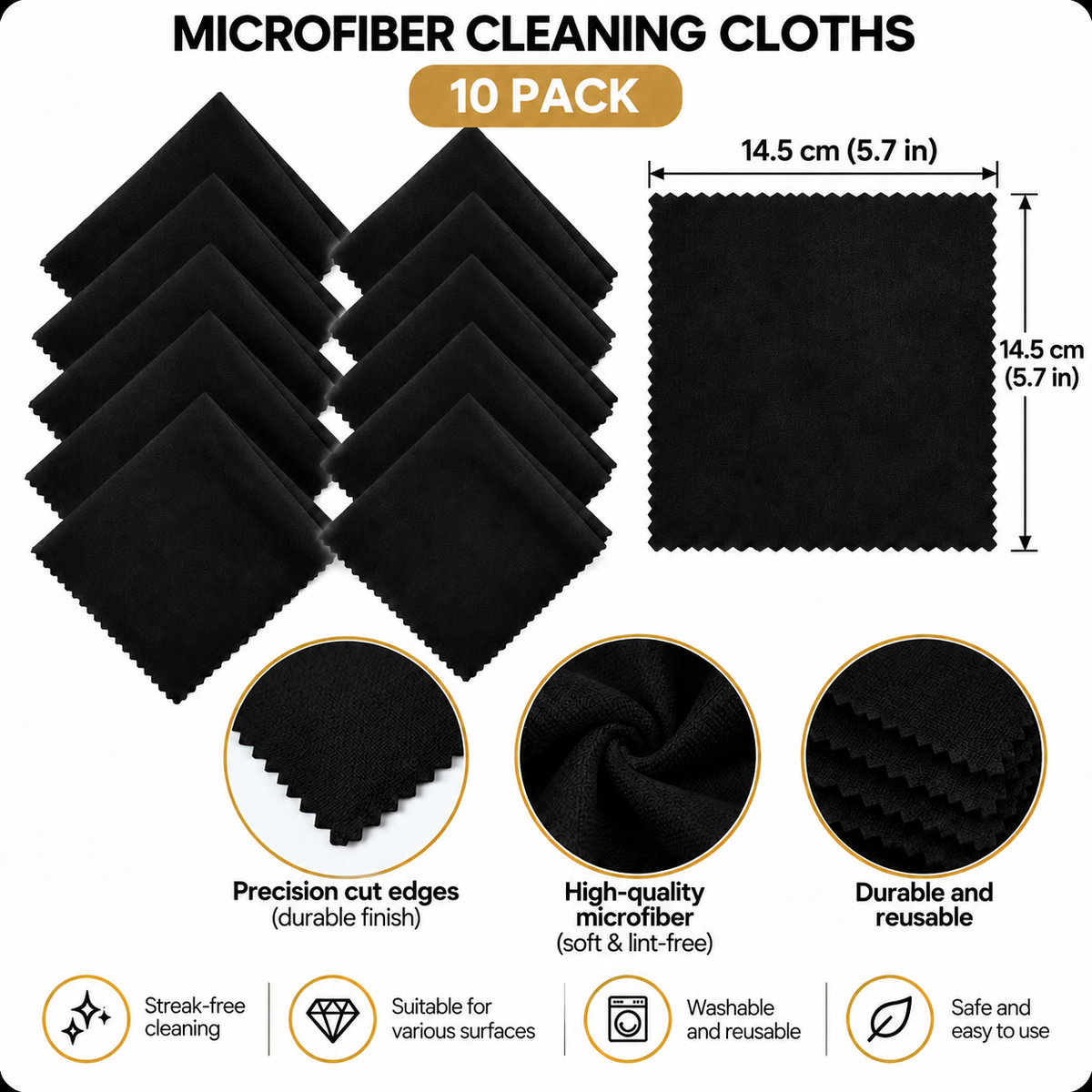 CrystalClear Microfiber Cleaning Cloths – 10 Pack