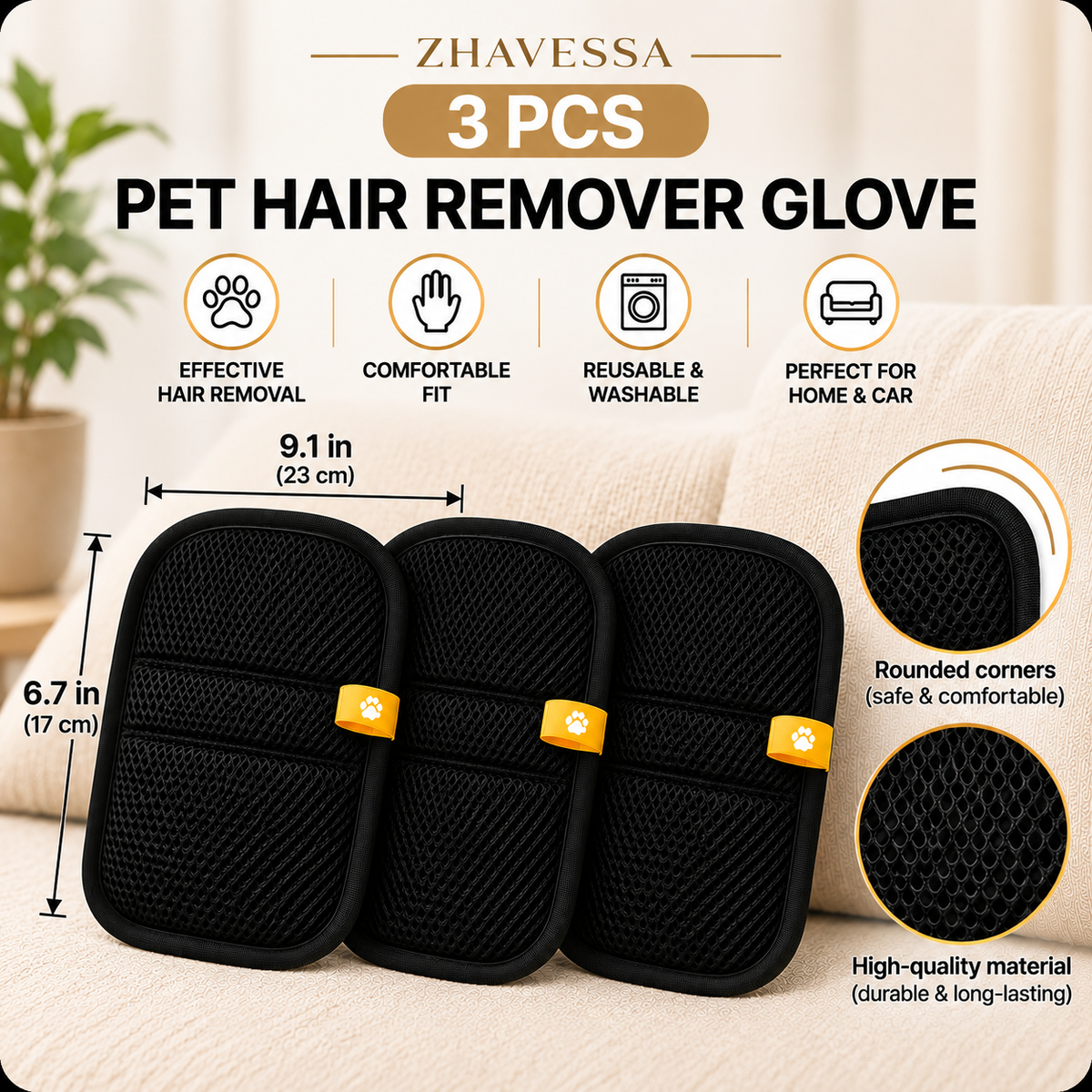 Pet Hair Remover Glove – Reusable Fur & Lint Remover